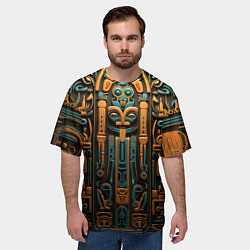 Футболка оверсайз мужская Орнамент в египетском стиле, бюст Нефертити, цвет: 3D-принт — фото 2
