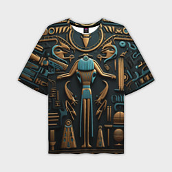 Мужская футболка оверсайз Орнамент в стиле египетской иероглифики