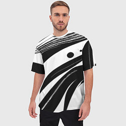 Футболка оверсайз мужская Abstract black and white composition, цвет: 3D-принт — фото 2