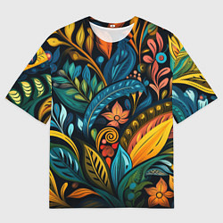 Футболка оверсайз мужская Растительный узор в бразильском стиле, цвет: 3D-принт