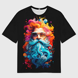 Мужская футболка оверсайз Санта Клаус разноцветный