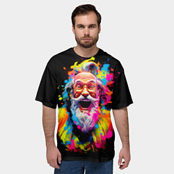 Футболка оверсайз мужская Санта Клаус на празднике Холи, цвет: 3D-принт — фото 2