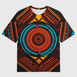Футболка оверсайз мужская Орнамент в африканском стиле на тёмном фоне, цвет: 3D-принт