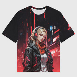 Мужская футболка оверсайз Вдумчивая девушка