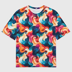 Футболка оверсайз мужская Паттерн абстрактные разноцветные волны, цвет: 3D-принт