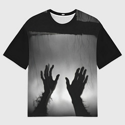 Футболка оверсайз мужская Руки зомби в ночном тумане, цвет: 3D-принт