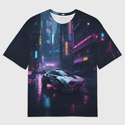 Мужская футболка оверсайз Футуристичная машина