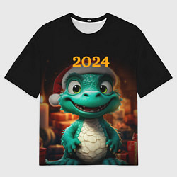 Футболка оверсайз мужская Зеленый дракон 2024, цвет: 3D-принт