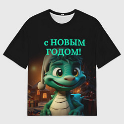 Мужская футболка оверсайз 2024 год зеленого дракона