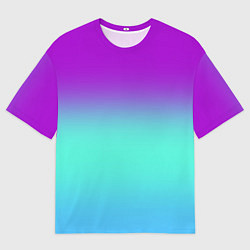 Футболка оверсайз мужская Фиолетовый бирюзовый голубой неоновый градиент, цвет: 3D-принт