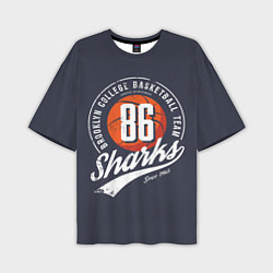 Мужская футболка оверсайз Basketball sharks