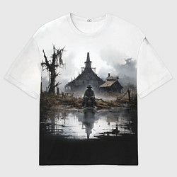 Футболка оверсайз мужская Изба на болоте, цвет: 3D-принт