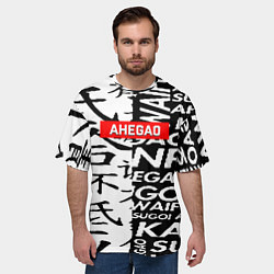 Футболка оверсайз мужская Ahegao steel symbol, цвет: 3D-принт — фото 2