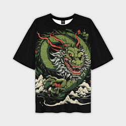 Мужская футболка оверсайз Символ года зеленый дракон