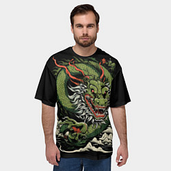 Футболка оверсайз мужская Символ года зеленый дракон, цвет: 3D-принт — фото 2