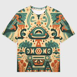 Футболка оверсайз мужская Абстрактный узор в мексиканском фолк-арт стиле, цвет: 3D-принт