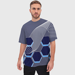 Футболка оверсайз мужская Электромагнитные шестиугольники, цвет: 3D-принт — фото 2