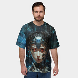 Футболка оверсайз мужская Андроид с оранжевыми глазами, цвет: 3D-принт — фото 2