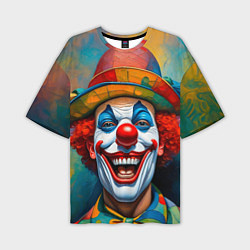 Мужская футболка оверсайз Нейросеть - Хэллоуин безумный клоун