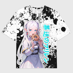 Футболка оверсайз мужская Фрирен - поедает пончик, цвет: 3D-принт