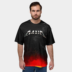Футболка оверсайз мужская Максим в стиле Металлика - огонь и искры, цвет: 3D-принт — фото 2
