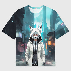 Футболка оверсайз мужская Девушка в плаще с ушками, цвет: 3D-принт
