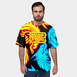 Футболка оверсайз мужская PUBG dgragon flame steel, цвет: 3D-принт — фото 2