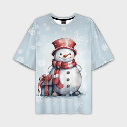 Мужская футболка оверсайз New Years cute snowman