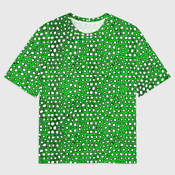 Футболка оверсайз мужская Белые пузырьки на зелёном фоне, цвет: 3D-принт