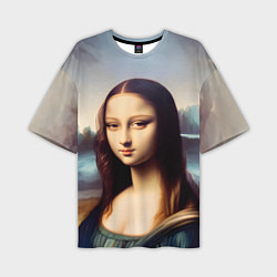 Мужская футболка оверсайз Нейросеть - азиатская Мона Лиза