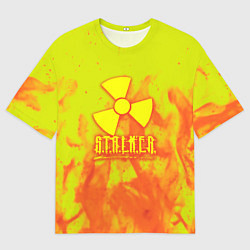 Мужская футболка оверсайз Stalker yellow flame