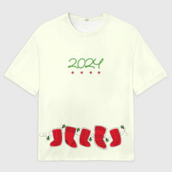 Мужская футболка оверсайз Рождественские носки