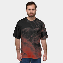 Футболка оверсайз мужская Красный дым на чёрном, цвет: 3D-принт — фото 2
