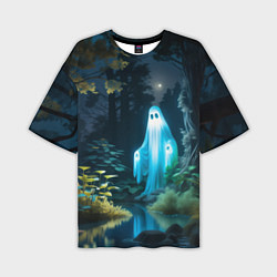 Мужская футболка оверсайз Призрак в лесу у воды