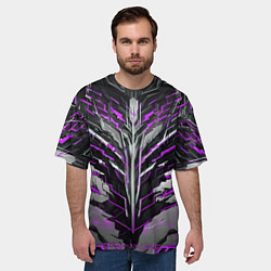 Футболка оверсайз мужская Киберпанк доспех фиолетовый, цвет: 3D-принт — фото 2