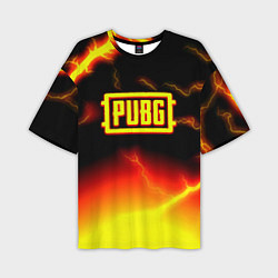 Мужская футболка оверсайз PUBG огненный шторм из молний