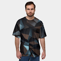 Футболка оверсайз мужская Черная геометрическая абстракция - объемные грани, цвет: 3D-принт — фото 2