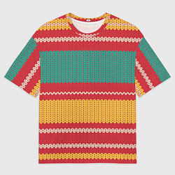 Мужская футболка оверсайз Разноцветные вязаные полоски