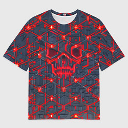 Мужская футболка оверсайз Красная неоновая сеть