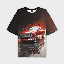 Мужская футболка оверсайз Автомобиль на абстрактном фоне
