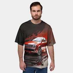 Футболка оверсайз мужская Автомобиль на абстрактном фоне, цвет: 3D-принт — фото 2
