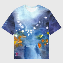 Мужская футболка оверсайз После дождя акварель