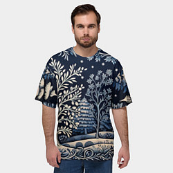 Футболка оверсайз мужская Ледяные узоры нового года, цвет: 3D-принт — фото 2