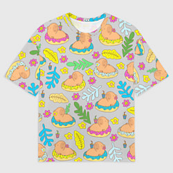 Футболка оверсайз мужская Семья капибар на отдыхе, цвет: 3D-принт