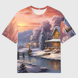 Мужская футболка оверсайз Зима в городе