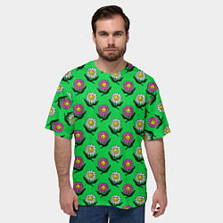 Футболка оверсайз мужская Цветут цветы, цвет: 3D-принт — фото 2