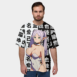 Футболка оверсайз мужская Фрирен зайчик, цвет: 3D-принт — фото 2