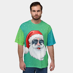 Футболка оверсайз мужская Дед Мороз в очках, цвет: 3D-принт — фото 2