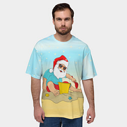 Футболка оверсайз мужская Дед Мороз на море, цвет: 3D-принт — фото 2