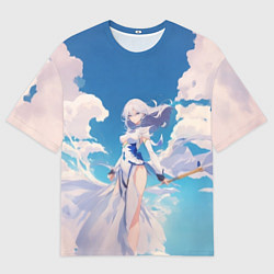 Мужская футболка оверсайз Девушка на фоне неба